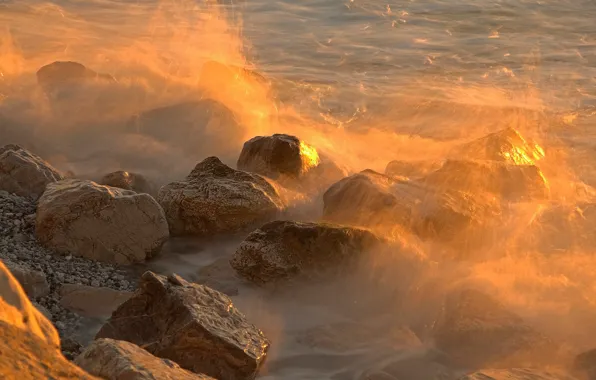 Picture sea, squirt, stones, Italy, surf, Tuscany, Marina di Pisa