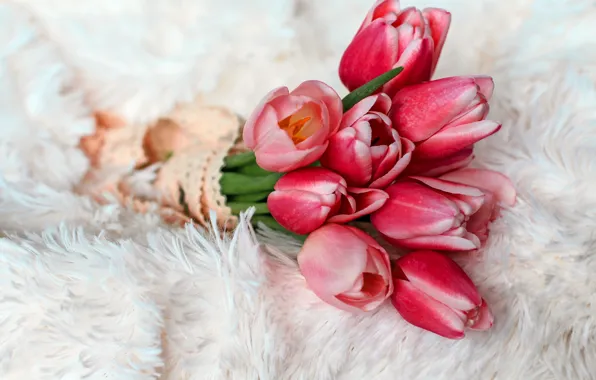Flowers, bouquet, tulips, pink, romantic, tulips, spring, pink tulips