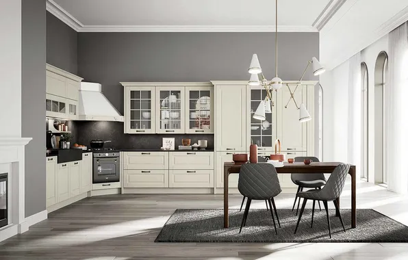 Style, Villa, interior, Italy, kitchen, dining room, dining area, Italian design