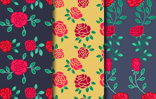 Background, roses, texture, red, patterns, Vintage, roses