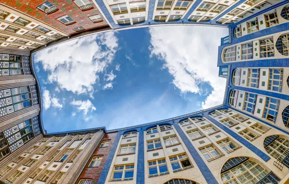Picture clouds, home, Germany, window, Berlin
