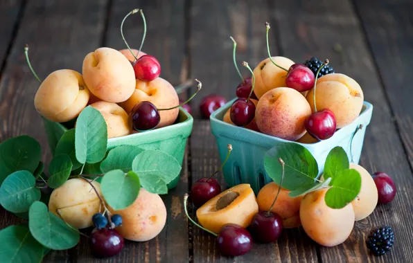 Picture berries, fruit, cherry, apricots