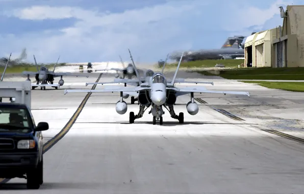 Machine, hangar, chassis, Fighters, runway
