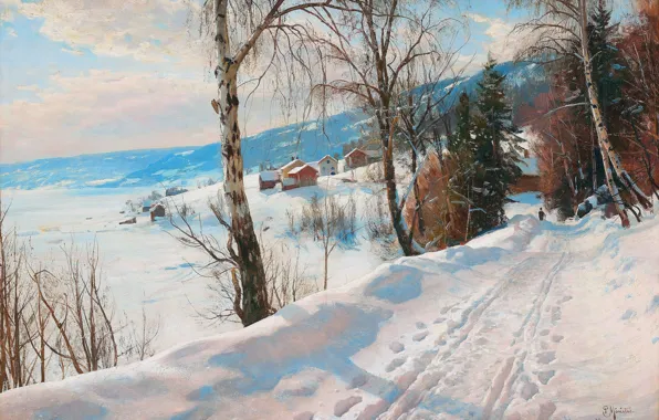 Picture Home, Winter, Road, Trees, Snow, Picture, Peter Merk Of Menstad, Peder Mørk Mønsted