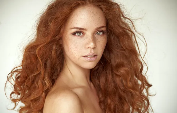Picture look, girl, face, background, hair, portrait, freckles, red