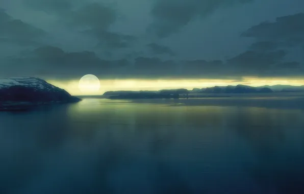 Surface, the moon, moonset
