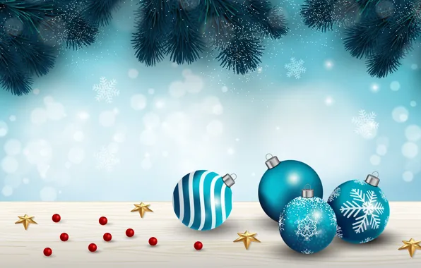 Picture winter, stars, snow, snowflakes, branches, background, holiday, toy