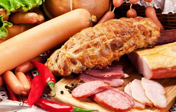Sausage, meat, pepper, sausage, ham, meat, sausage