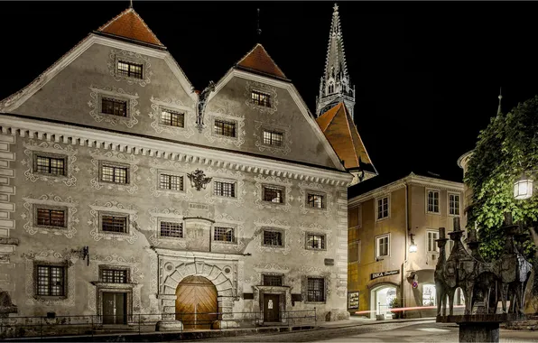 Night, lights, home, Austria, area, Steyr