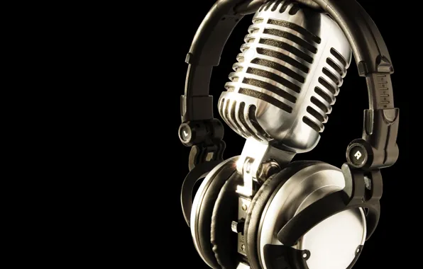 Picture BACKGROUND, BLACK, MUSIC, RARITY, MICROPHONE, HEADPHONES, RETRO