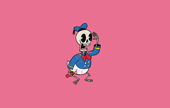 Picture Minimalism, Humor, Art, Skeleton, Dynamite, Donald Duck, Donald Duck