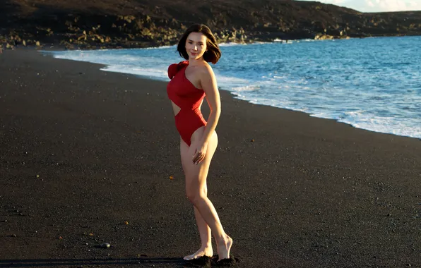Beach, short hair, model, awesome, brunette, gorgeous, photoshoot, posing