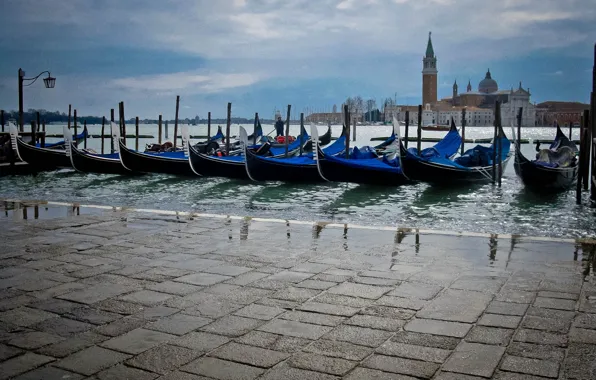 Water, river, street, Marina, Venice, gondola