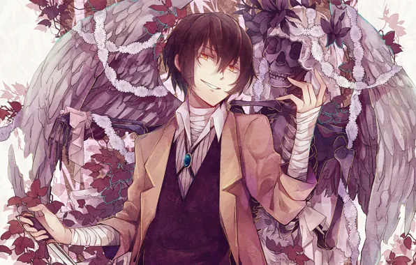 Anime, Angel, art, Wings, Lace, Skeleton, Bungou Stray Dogs, Stray dogs literary geniuses