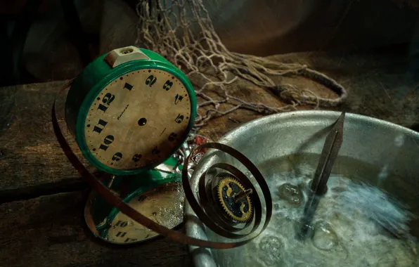 Watch, spiral, still life, spring, basin