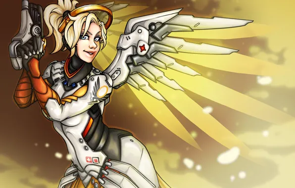 Download Wallpaper Girl Art Dr Overwatch Mercy Angela Ziegler