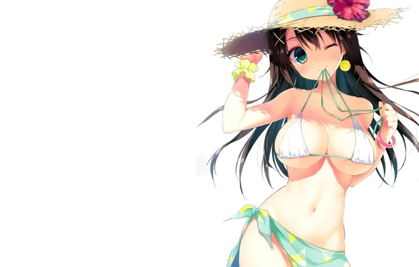 Picture girl, sexy, cleavage, long hair, boobs, anime, beautiful, pretty