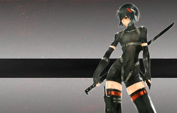 Look, girl, sword, costume, legs