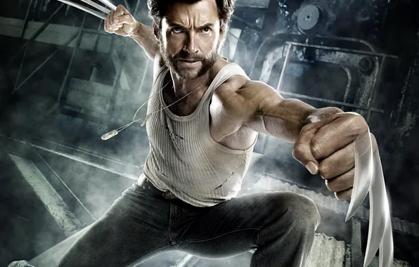 Picture metal, hero, claws, Wolverine, fists, X-Men: The Beginning, Hugh-Jackman