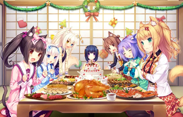 Table, Girls, Food, Nekopara, Pussies