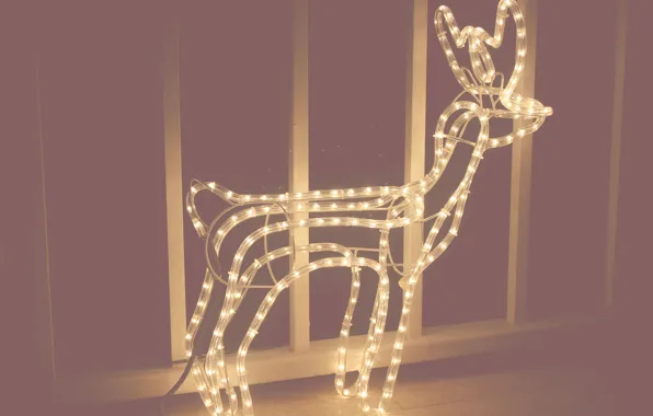 Picture lamp, new year, Christmas, deer, light bulb
