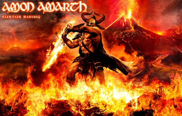 Fire, The volcano, Amon Amarth, Giant, Surtur Rising