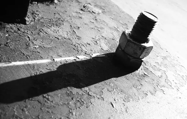 Picture line, iron, shadow, ground, screw, white and black