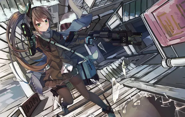 Wallpaper girl, weapons, anime