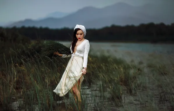 Picture girl, nature, Asian