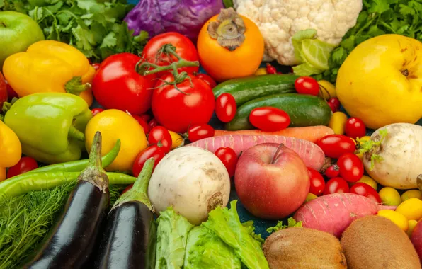 Eggplant, pepper, vegetables, tomatoes, different, cuts, zucchini