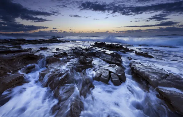 Ocean, Rocks, Cascade, Seascape, Wollongong, Bellambi, Australian Coast