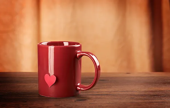 Picture heart, mug, Cup, red, heart, thread