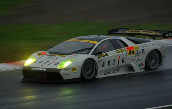 Rain, race, beauty, lamborghini, murcielago, lights.track