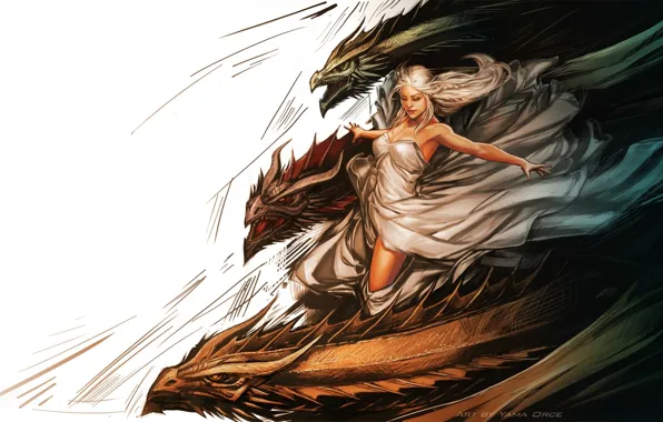 Art, painting, Game of thrones, Daenerys Targaryen, Game of thrones, the mother of dragons