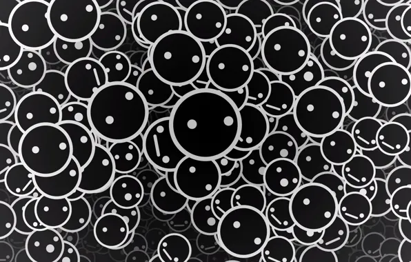 Picture Smiles, black background, circles