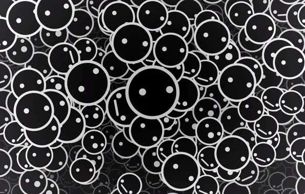 Smiles, black background, circles