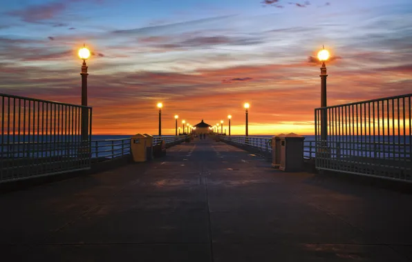 Picture the sky, clouds, sunset, the ocean, coast, the evening, lighting, horizon