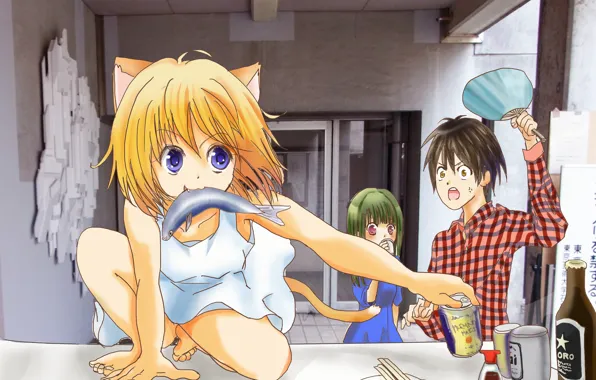 Picture girl, art, neko, anime