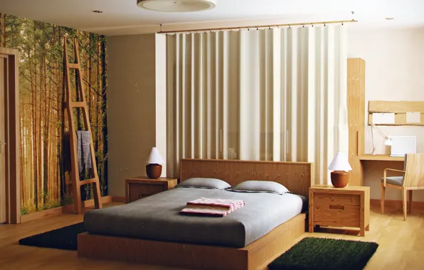 Picture design, style, interior, bedroom, eco apartment