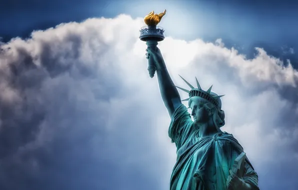 The sky, freedom, background, statue