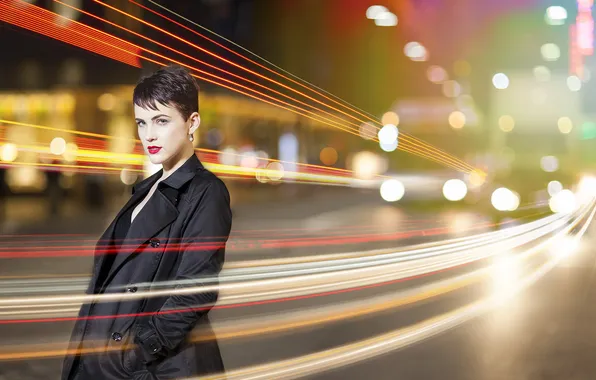 Girl, the city, lights