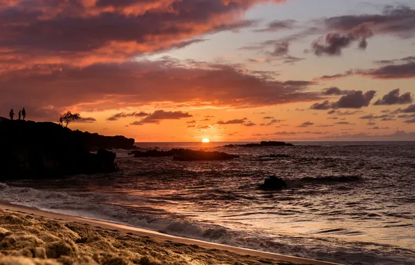 Picture Hawaii, Sunset, Oahu, Waimea Bay