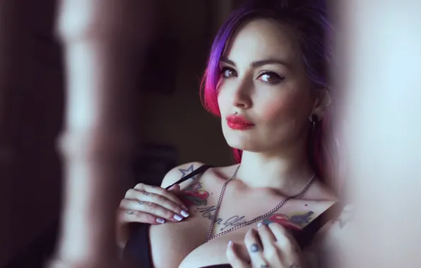 Girl, model, tattoo, Fernanda