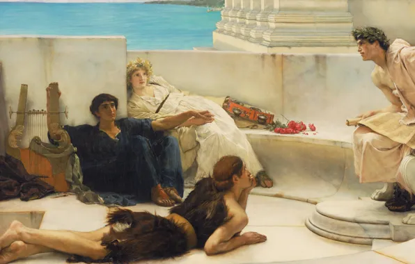 Picture, the poet, genre, Lawrence Alma-Tadema, Lawrence Alma-Tadema, Reading from Homer