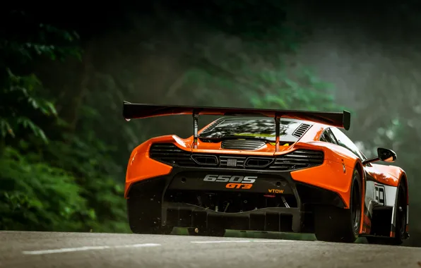 McLaren, Auto, Orange, GT3, Supercar, Sports car, Rear view, 650S