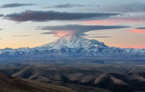 Sky, landscape, nature, mountains, clouds, snow, hills, snowy peak