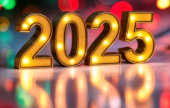 Light, lights, reflection, figures, red, New year, gold plated, colorful