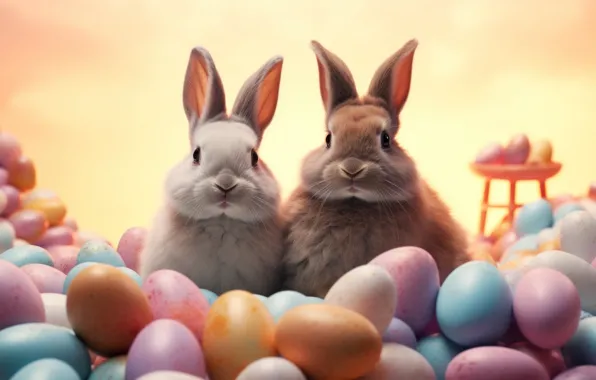 Look, holiday, hare, eggs, spring, rabbit, Easter, rabbits