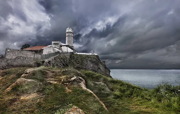 Sea, the sky, landscape, lighthouse