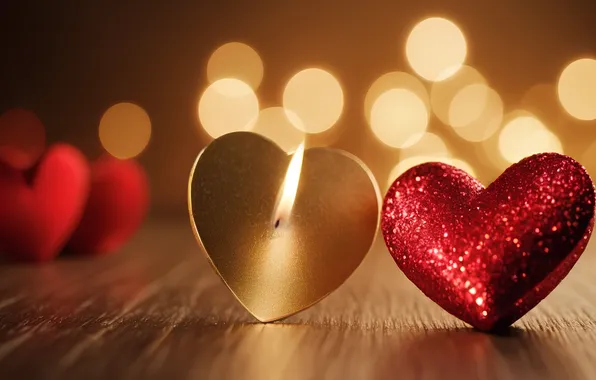 Love, lights, heart, Board, candle, heart, hearts, heart